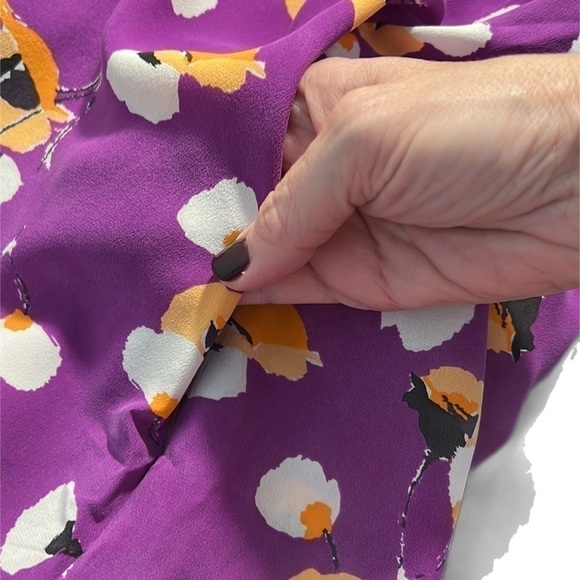 EUC Equipment Femme Floral Printed Ruffle Sleeve Pockets Silk Shirtdress M - Picture 7 of 12